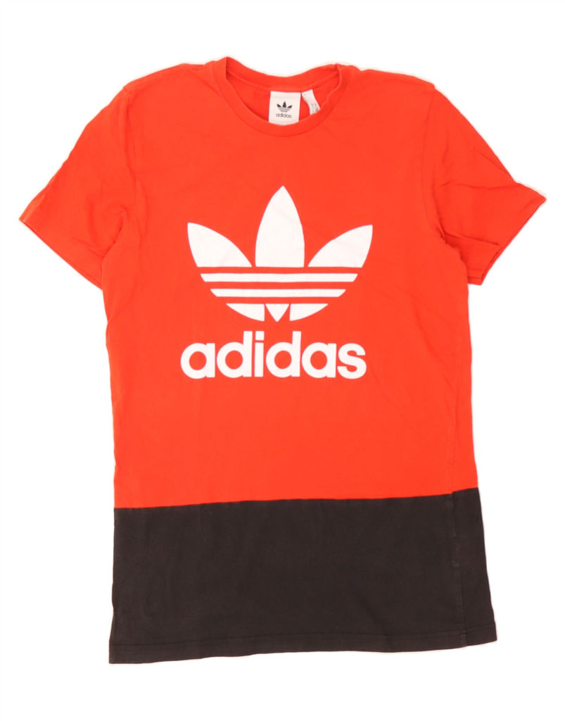 ADIDAS Mens Graphic T-Shirt Top Medium Red Colourblock Cotton Vintage Adidas and Second-Hand Adidas from Messina Hembry 