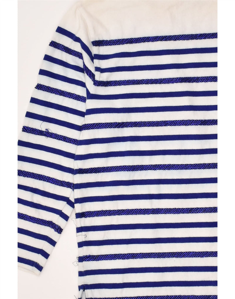 POLO RALPH LAUREN Womens Top 3/4 Sleeve UK 6 XS Blue Striped Cotton | Vintage Polo Ralph Lauren | Thrift | Second-Hand Polo Ralph Lauren | Used Clothing | Messina Hembry 