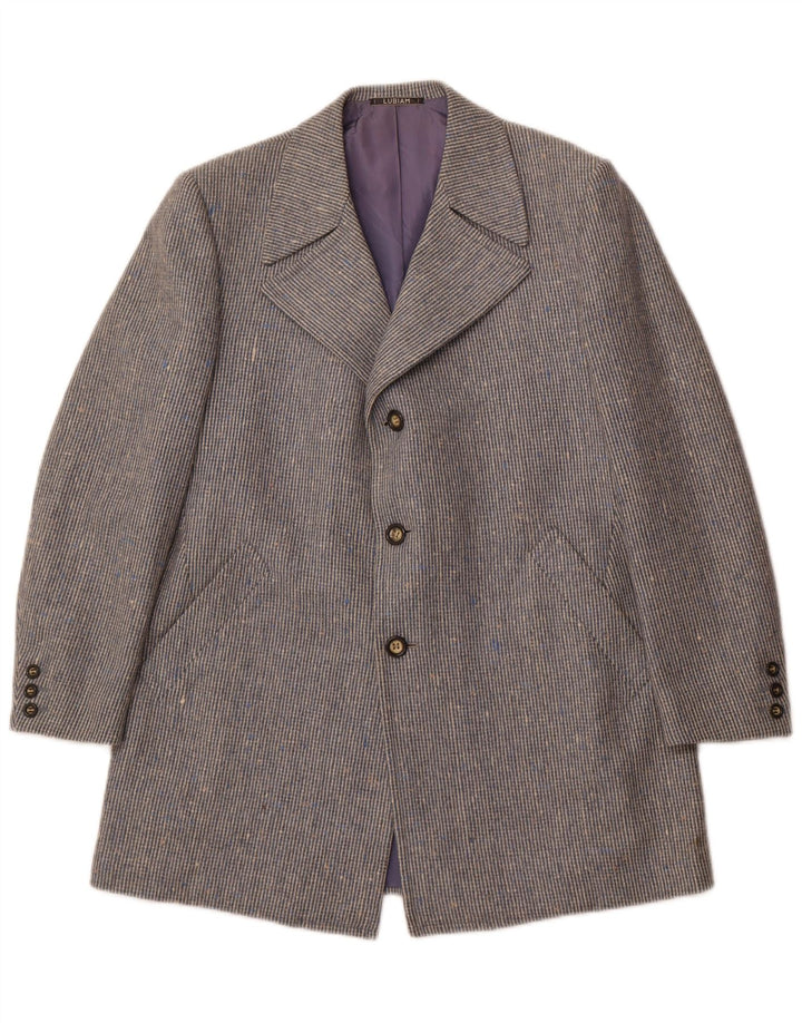 LUBIAM Mens 3 Button Blazer Jacket UK 38 Medium Blue Check