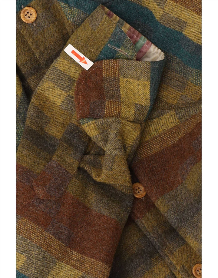 Massaro Mens Flannel Shirt Large Khaki Striped
