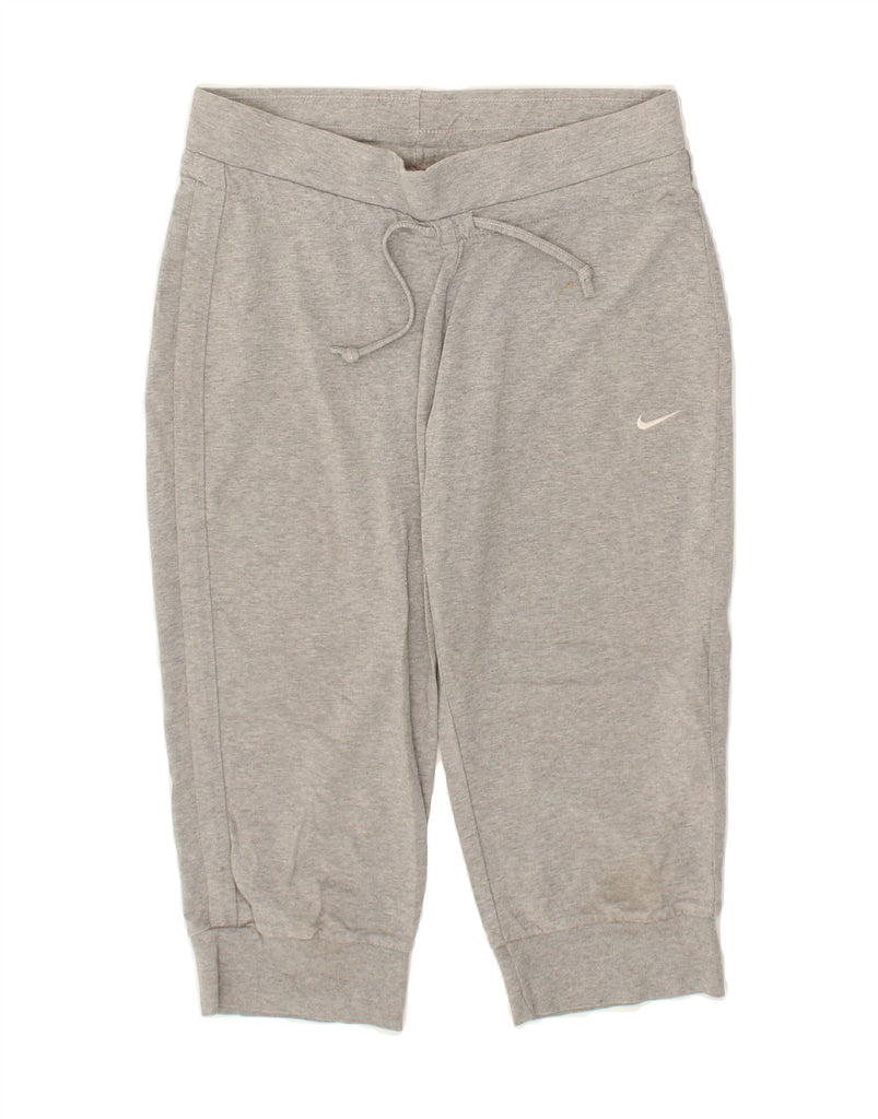 NIKE Womens Capri Tracksuit Trousers Joggers UK 12 Medium Grey Cotton | Vintage Nike | Thrift | Second-Hand Nike | Used Clothing | Messina Hembry 