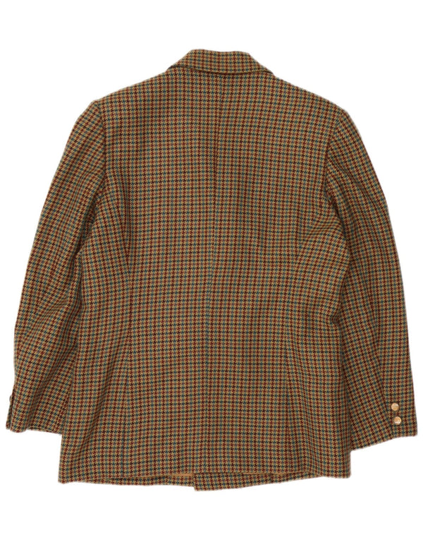 Vintage Womens Double Breasted Blazer Jacket UK 16 Large Brown Houndstooth