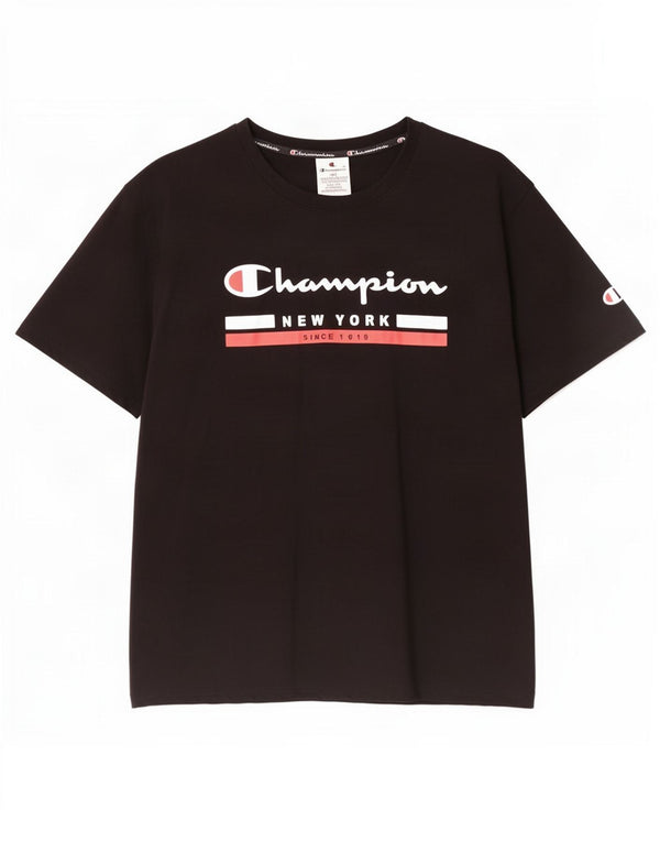 Champion Womens Graphic T-Shirt Top UK 20 2XL Black Cotton
