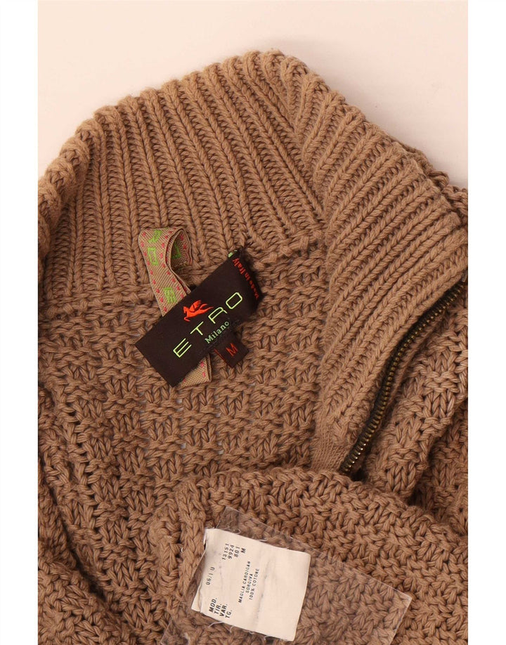 Etro Womens Cardigan Sweater UK 14 Medium Brown Colourblock Cotton