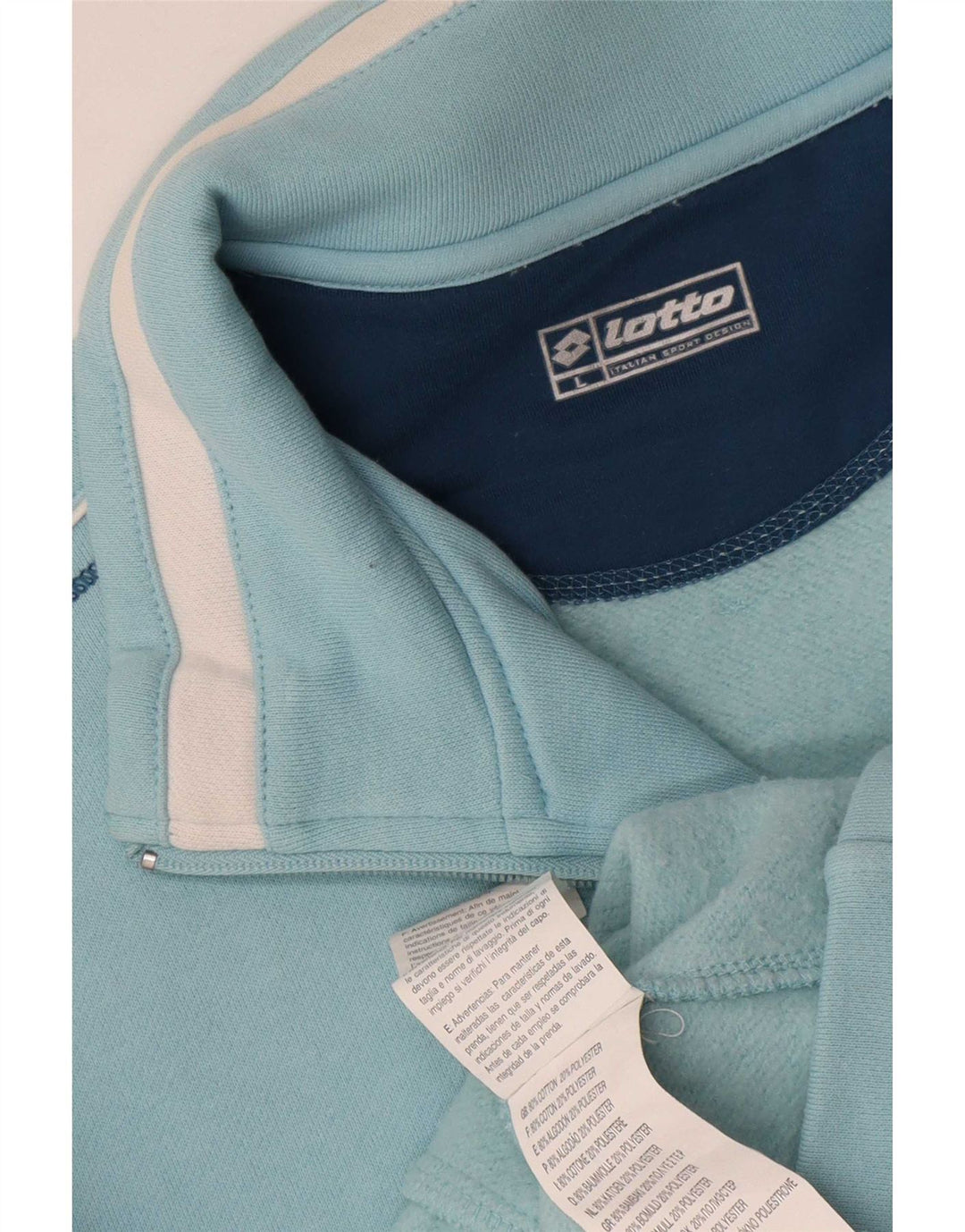Lotto Womens Tracksuit Top Jacket UK 16 Large Blue Cotton