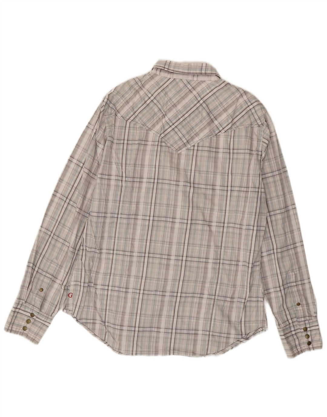 Guess Mens Shirt Large Grey Check Cotton
