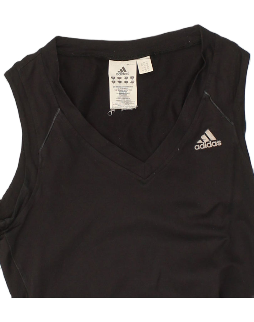 ADIDAS Womens Vest Top UK 10 Small Black Polyester | Vintage Adidas | Thrift | Second-Hand Adidas | Used Clothing | Messina Hembry 