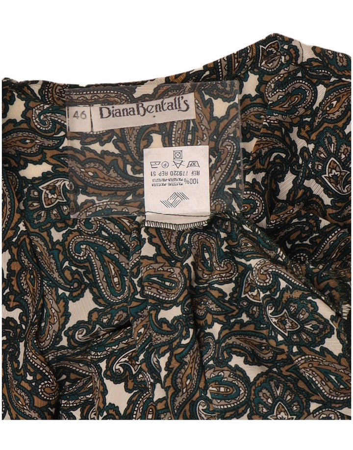 DIANA BENTALLS Womens Shirt Blouse IT 46 Large Brown Paisley Polyester
