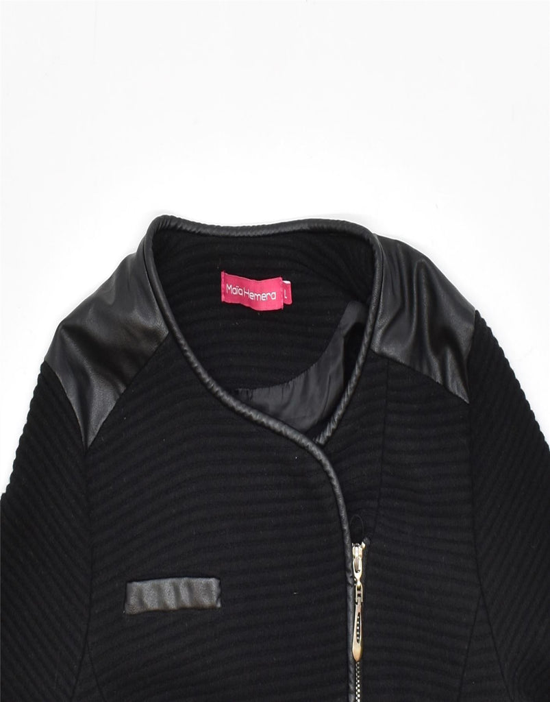 VINTAGE Womens Blazer Jacket UK 16 Large Black Polyester | Vintage | Thrift | Second-Hand | Used Clothing | Messina Hembry 