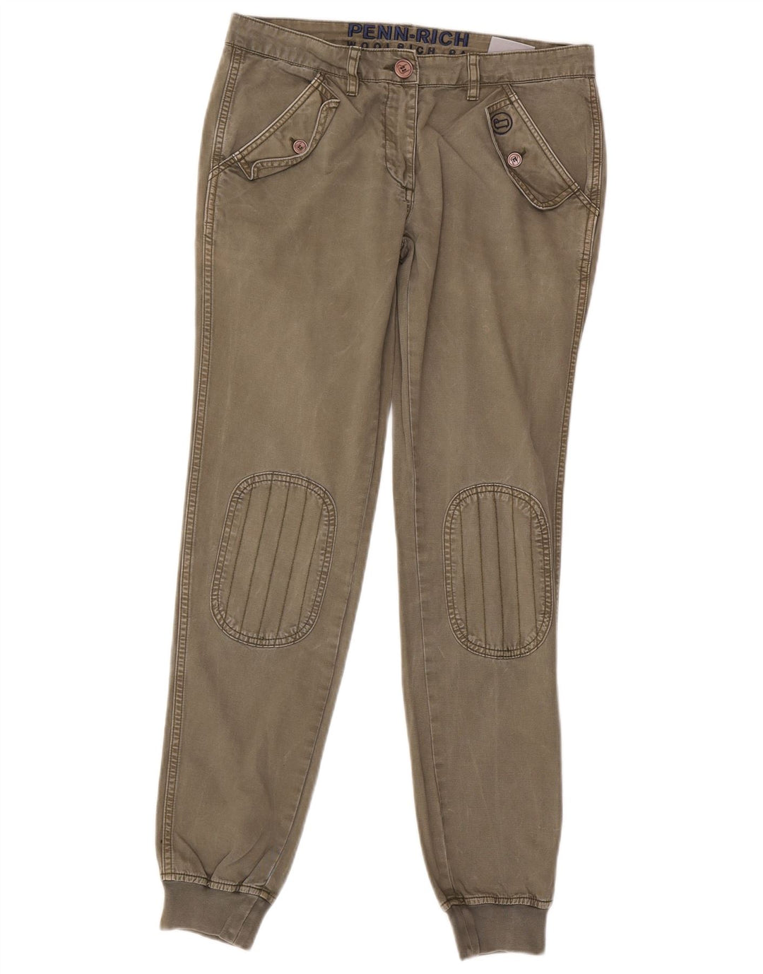 Penn-rich Mens Joggers Trousers Medium W30 L30 Khaki Cotton