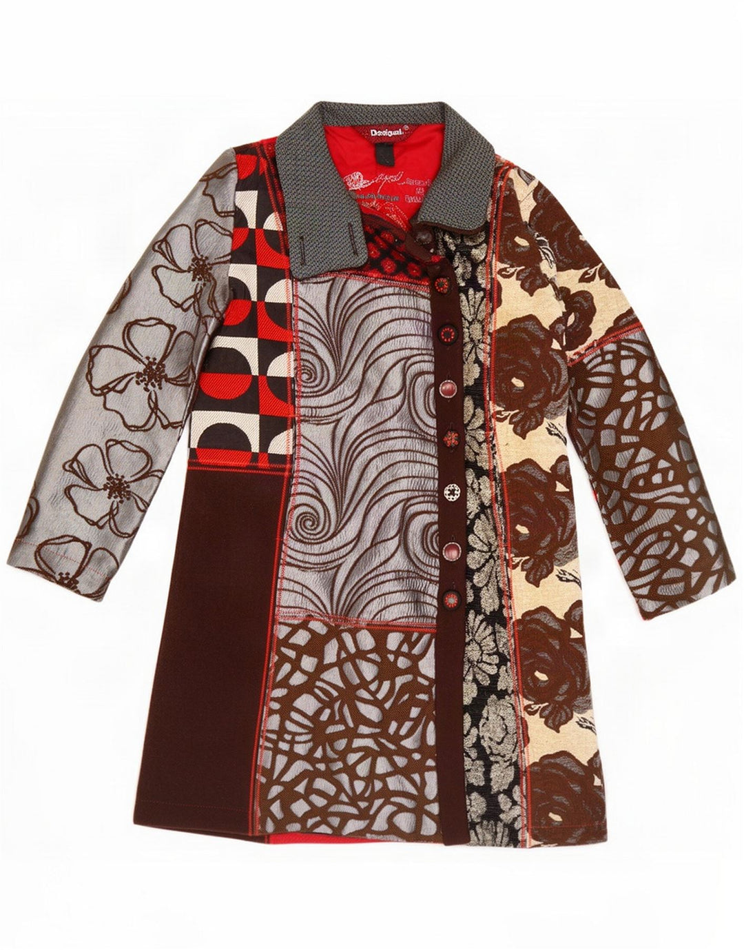 Desigual Womens Graphic Overcoat EU 40 Medium Multicoloured Floral