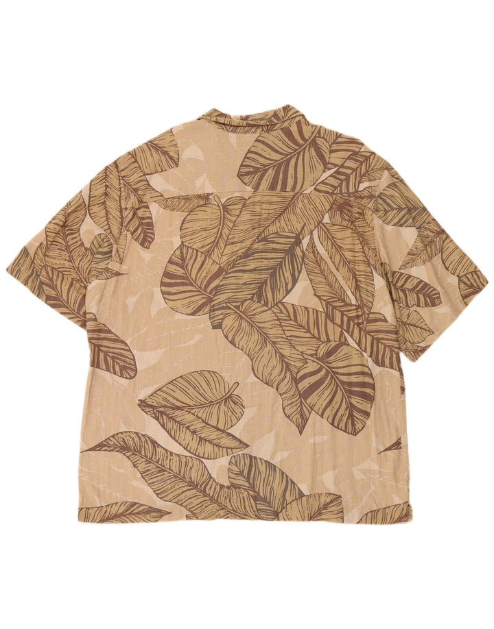 JACK & JONES Mens Abstract Pattern Short Sleeve Shirt 2XL Beige Viscose