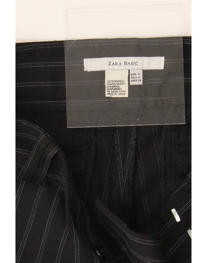 Zara Womens Chino Shorts Small W26 Black Pinstripe Polyester