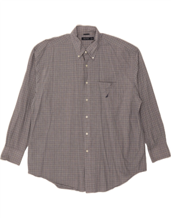NAUTICA Mens Shirt 2XL Grey Check Cotton Vintage Nautica and Second-Hand Nautica from Messina Hembry 