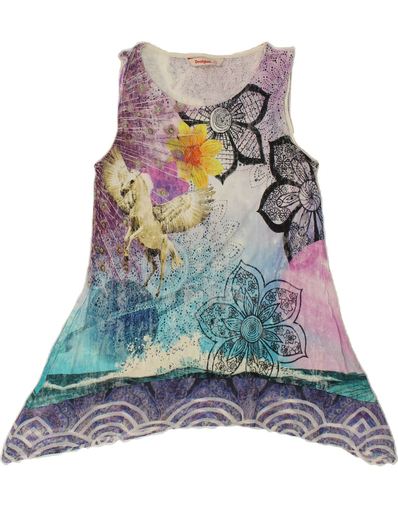 DESIGUAL Womens Graphic Sleeveless Tunic Top UK 10 Small Multicoloured | Vintage Desigual | Thrift | Second-Hand Desigual | Used Clothing | Messina Hembry 