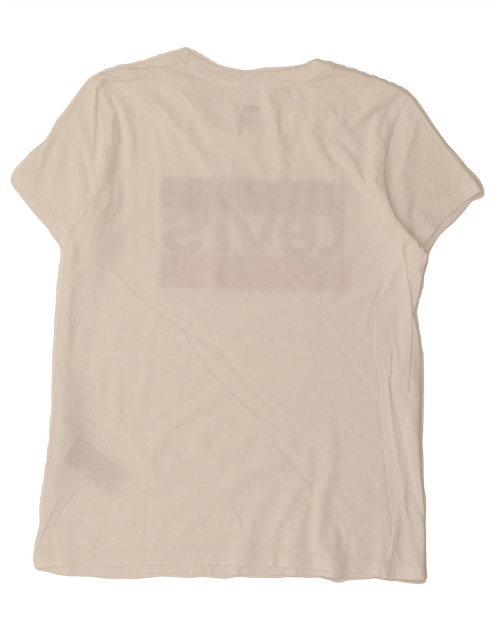 LEVI'S Womens Graphic T-Shirt Top UK 10 Small White Cotton Vintage Levi's and Second-Hand Levi's from Messina Hembry 