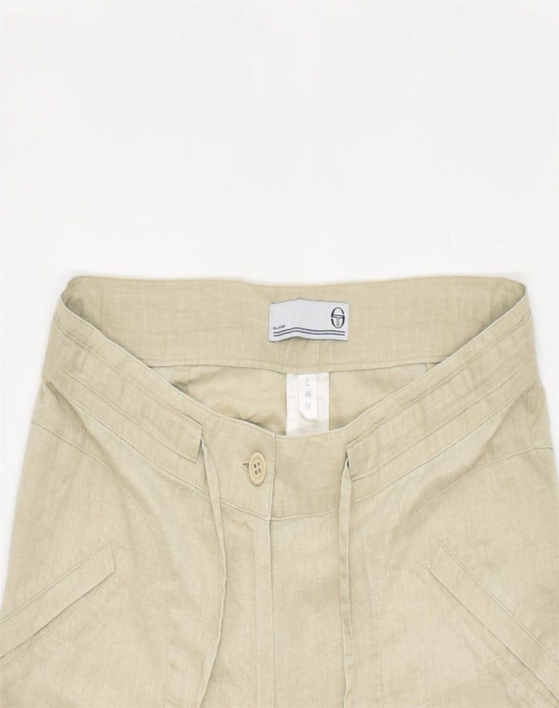 SERGIO TACCHINI Womens Milano Bermuda Shorts IT 46 Large W34 Beige Linen | Vintage | Thrift | Second-Hand | Used Clothing | Messina Hembry 