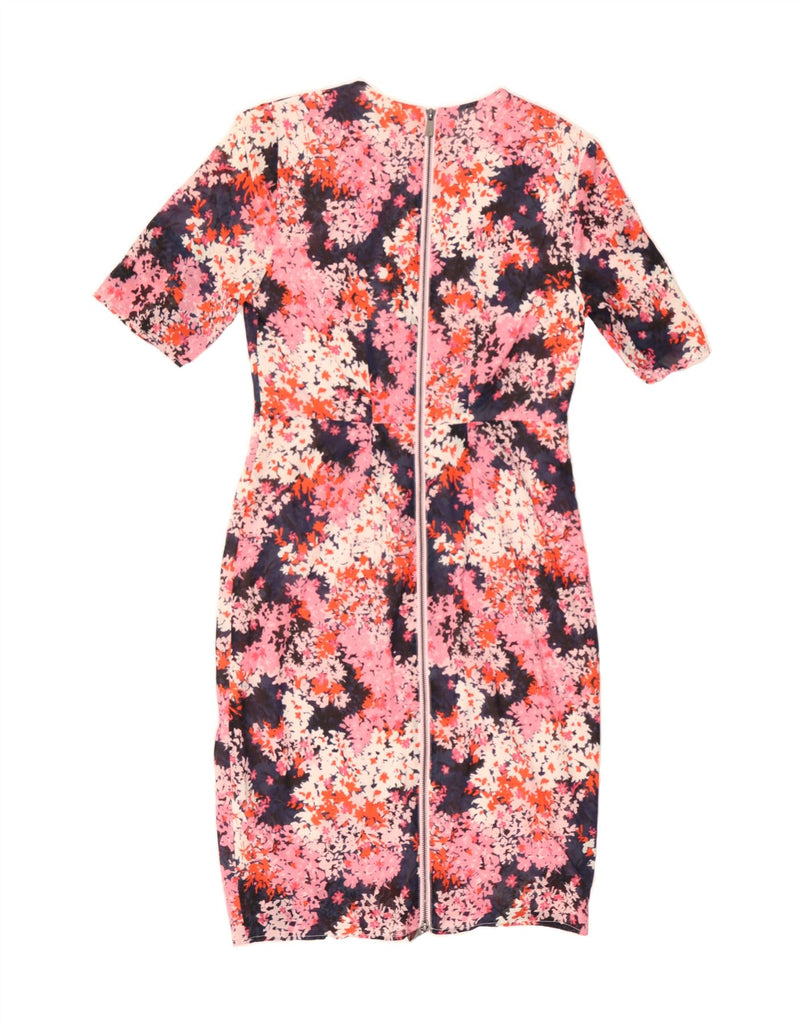 WHISTLES Womens Bodycon Dress UK 12 Medium Pink Floral Silk Vintage Whistles and Second-Hand Whistles from Messina Hembry 