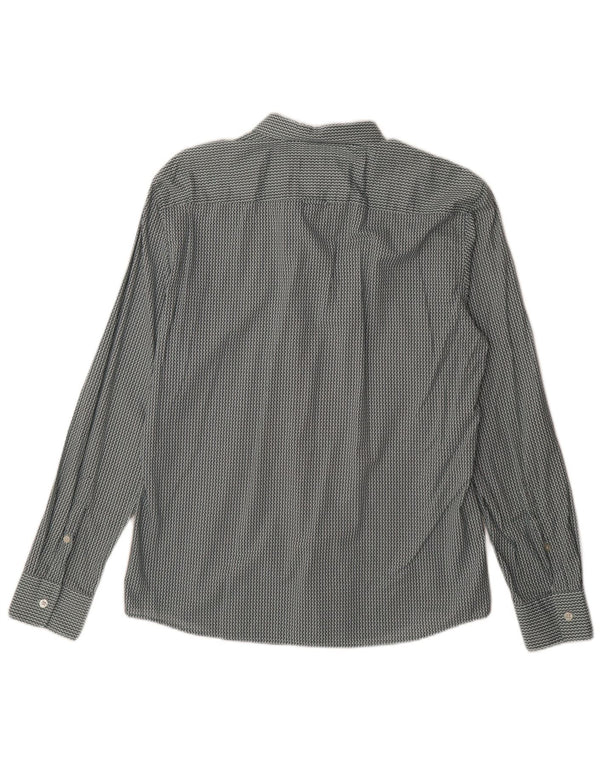 Hugo Boss Mens Slim Fit Shirt Large Green Geometric Cotton