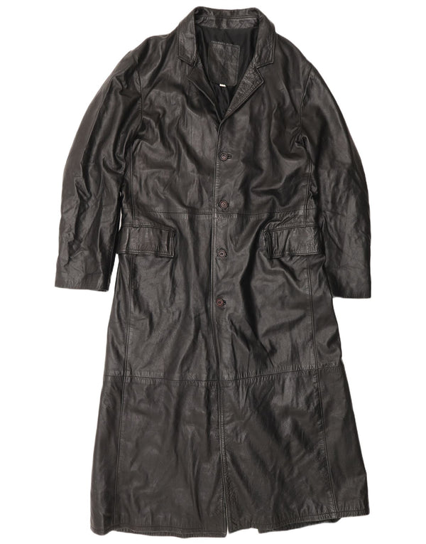 Wake Womens Leather Coat UK 22 3XL Black Leather