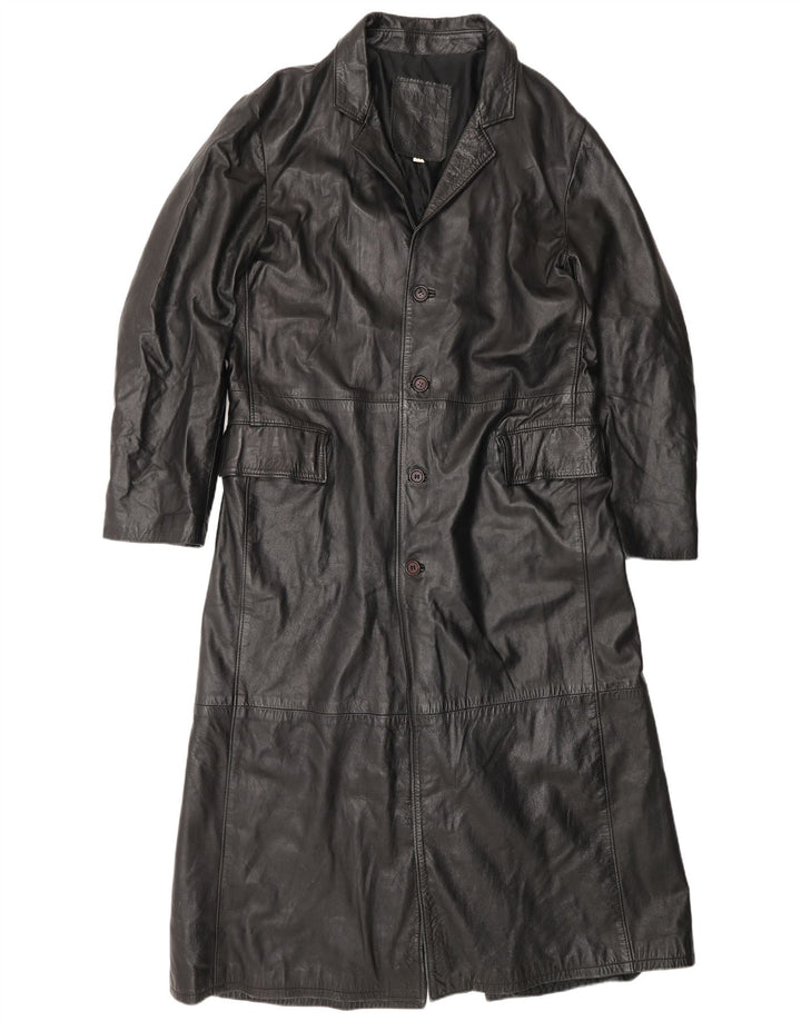 Wake Womens Leather Coat UK 22 3XL Black Leather