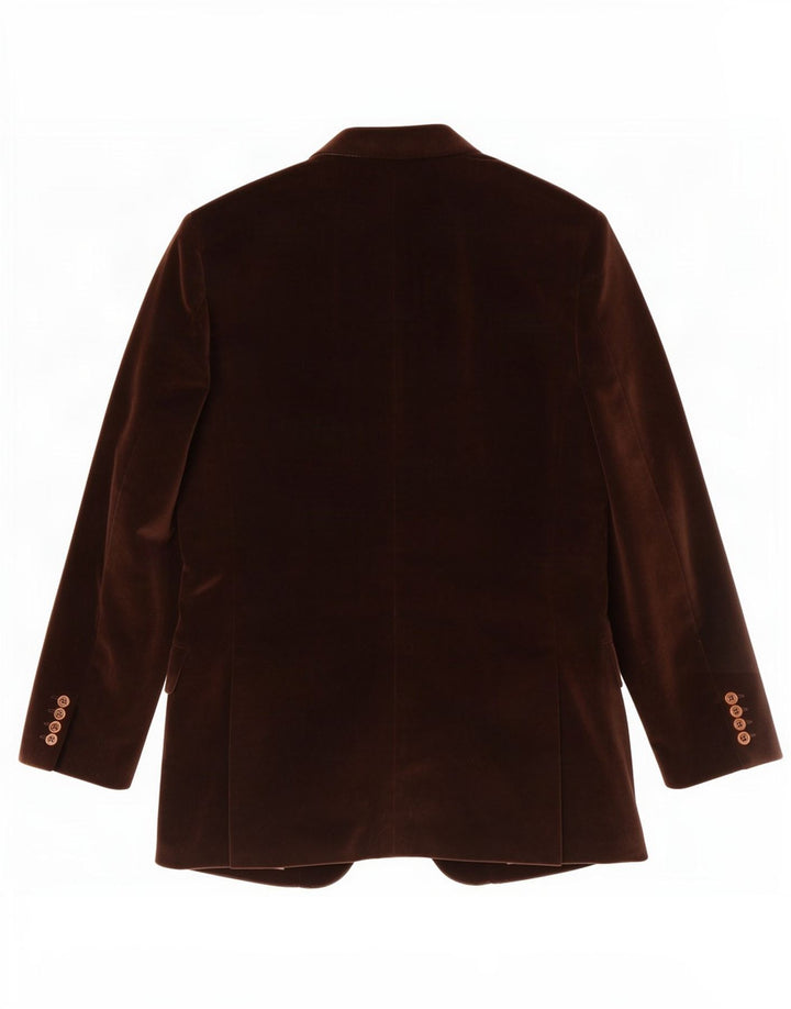 Maestrami Mens 3 Button Velvet Blazer Jacket IT 50 Large Brown Cotton