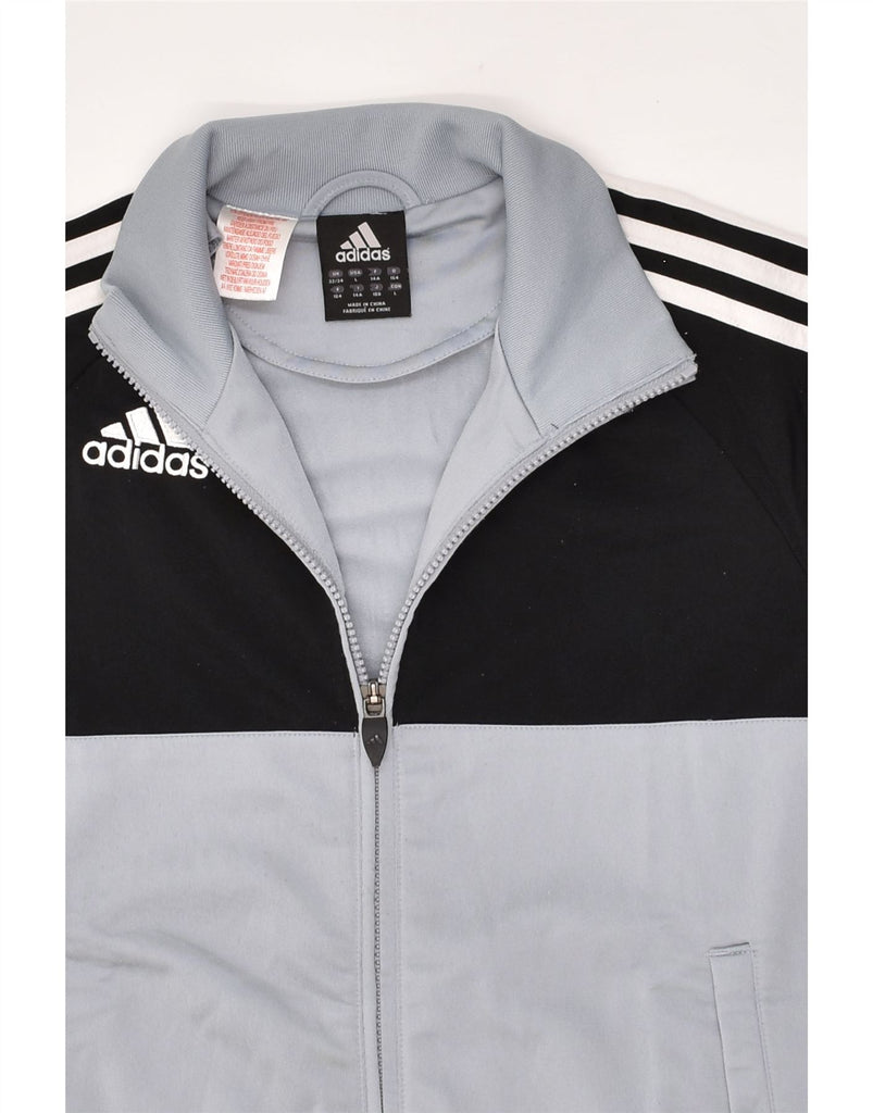 ADIDAS Boys Tracksuit Top Jacket 13-14 Years Grey Colourblock Polyester | Vintage Adidas | Thrift | Second-Hand Adidas | Used Clothing | Messina Hembry 