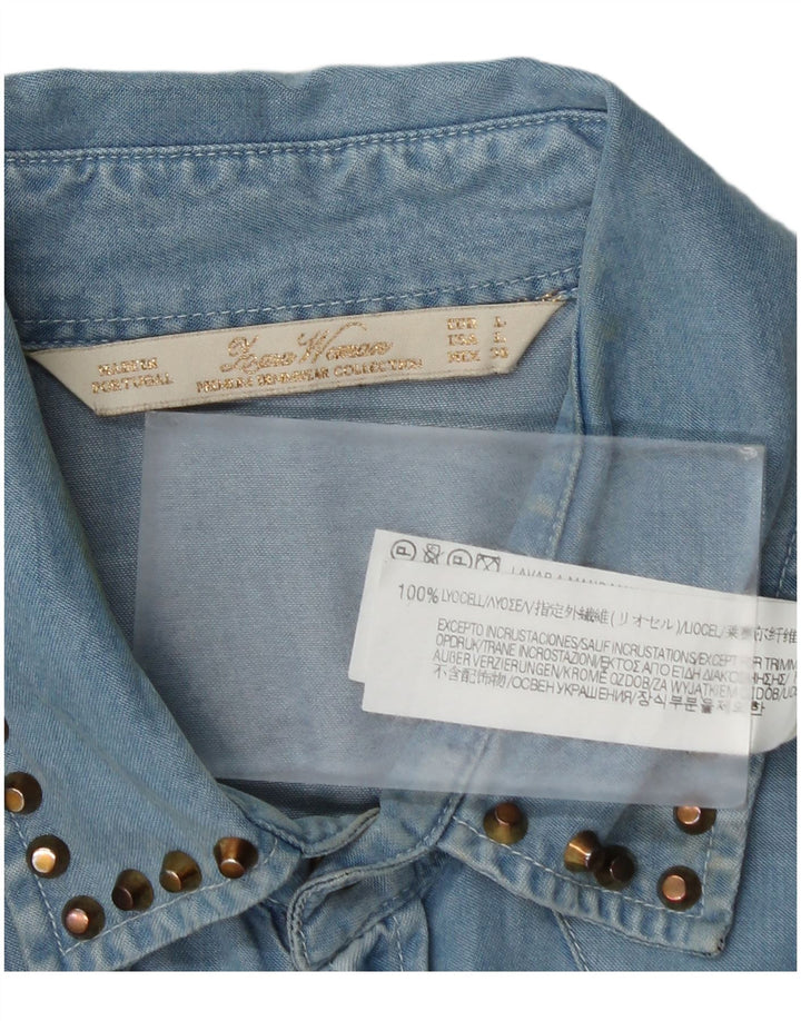 Zara Womens Denim Shirt UK 16 Large Blue Lyocell