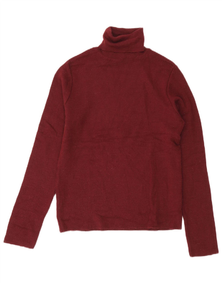 Zara Womens Roll Neck Jumper Sweater UK 12 Medium Burgundy Wool