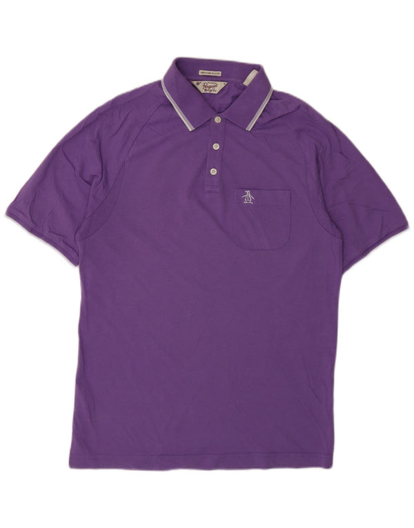Penguin Mens Heritage Slim Fit Polo Shirt Medium Purple Cotton