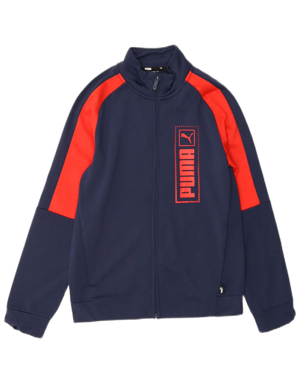 Puma Boys Graphic Tracksuit Top Jacket 11-12 Years Navy Blue Colourblock
