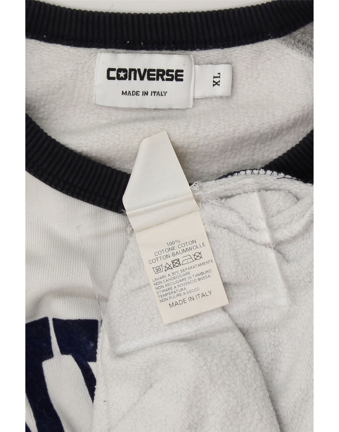 CONVERSE Mens Graphic Sweatshirt Jumper XL White Colourblock Cotton Vintage Converse and Second-Hand Converse from Messina Hembry 