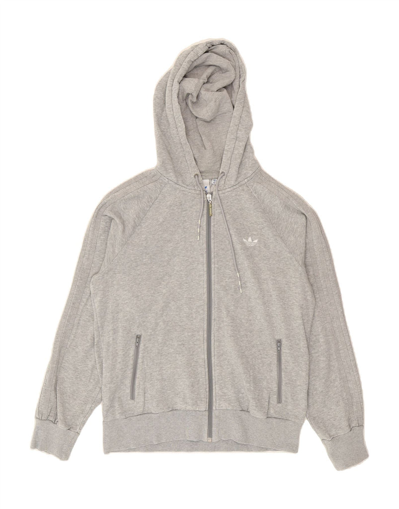 ADIDAS Womens Zip Hoodie Sweater EU 42 Large Grey Cotton Vintage Adidas and Second-Hand Adidas from Messina Hembry 