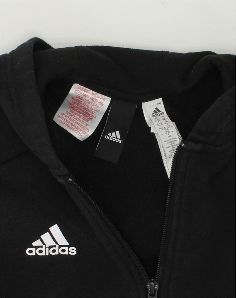 ADIDAS Boys Graphic Hoodie Jumper 11-12 Years Black Cotton | Vintage Adidas | Thrift | Second-Hand Adidas | Used Clothing | Messina Hembry 