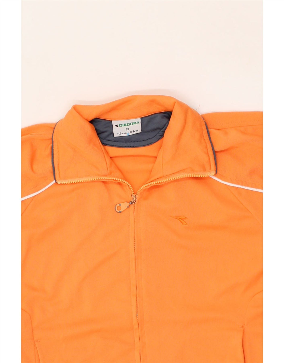 DIADORA Boys Tracksuit Top Jacket 10-11 Years Orange Colourblock Polyester Vintage Diadora and Second-Hand Diadora from Messina Hembry 