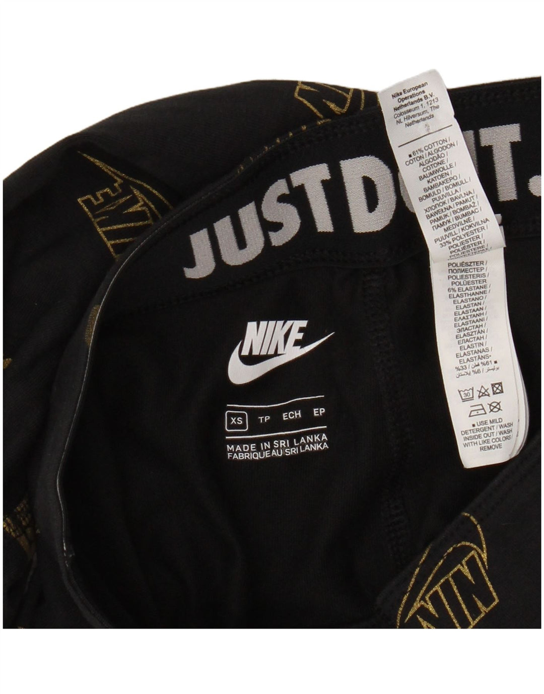 Nike Womens Graphic Leggings UK 6 XS Black Cotton Logo