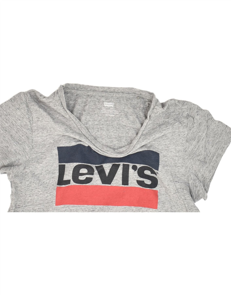 LEVI'S Womens Graphic T-Shirt Top UK 6 XS Grey Flecked | Vintage Levi's | Thrift | Second-Hand Levi's | Used Clothing | Messina Hembry 