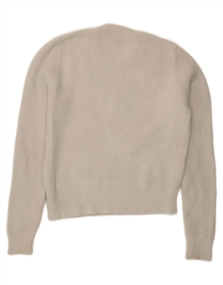 Zara Womens Graphic Crew Neck Jumper Sweater UK 14 Medium White Butterfly