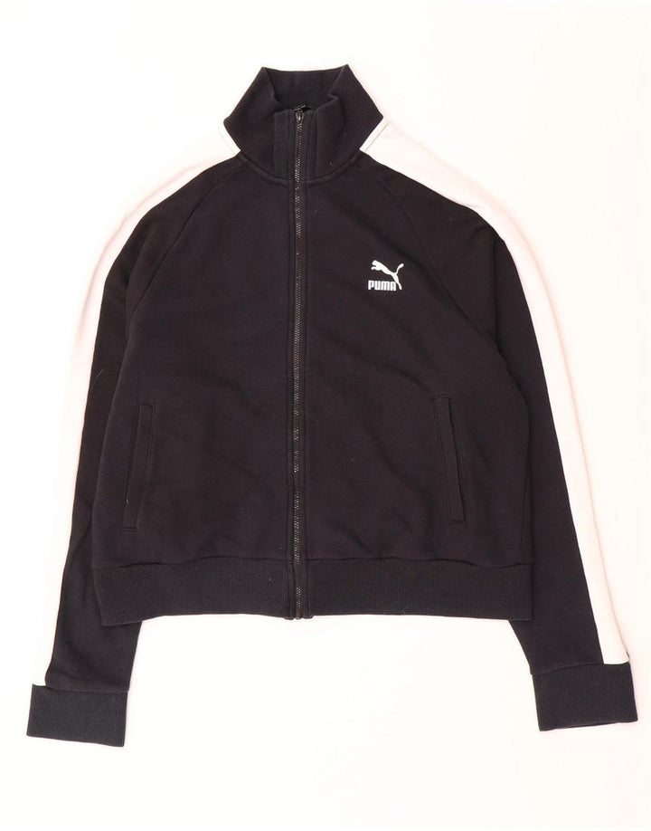 Puma Womens Crop Tracksuit Top Jacket UK 16 Large Black Colourblock