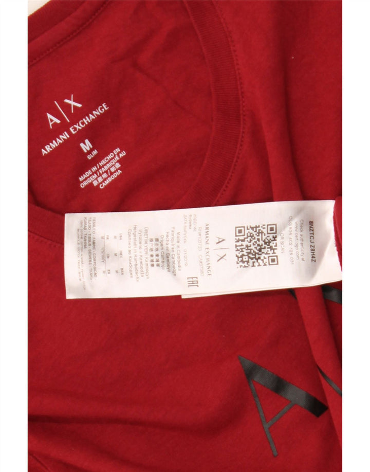 Armani Exchange Mens Graphic T-Shirt Top Medium Red Cotton