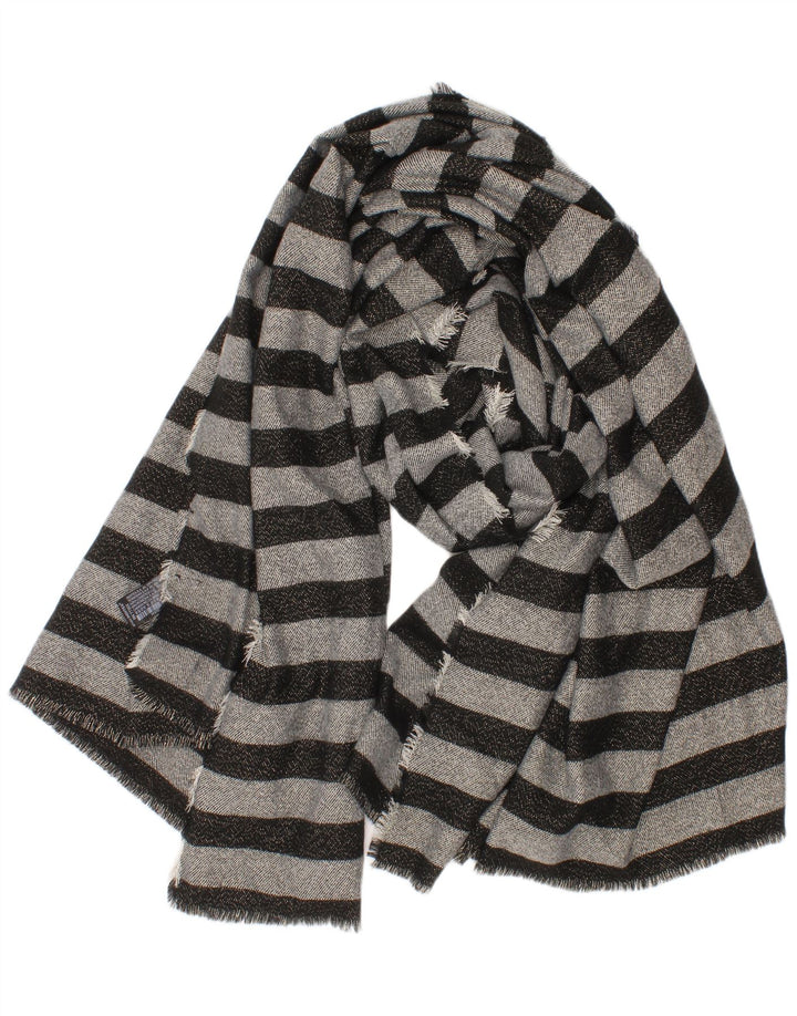 Zara Womens Rectangle Scarf Medium Grey Striped Polyester
