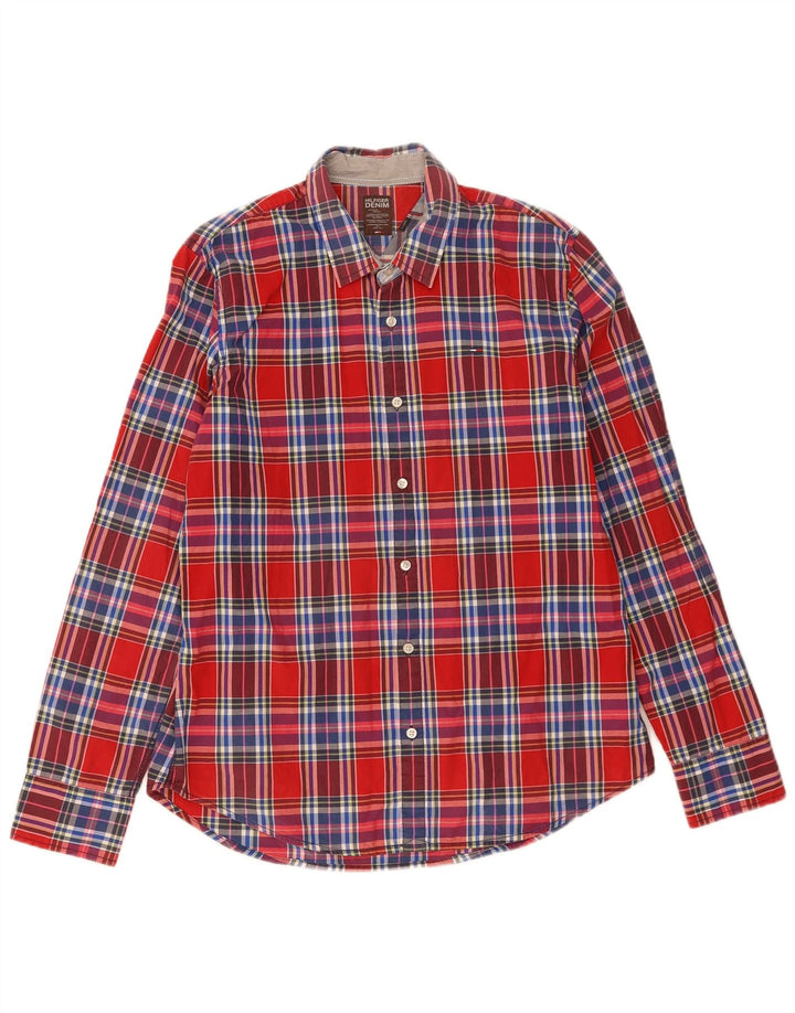 Tommy Hilfiger Mens Shirt XL Red Plaid Cotton