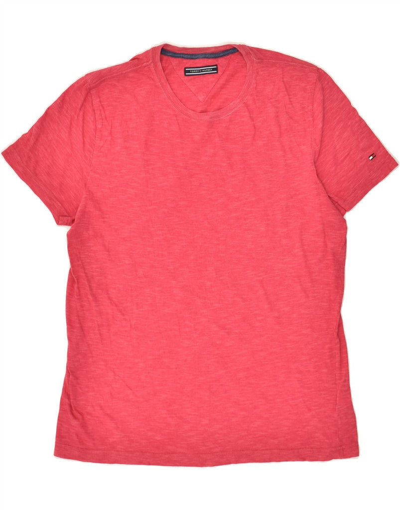 TOMMY HILFIGER Womens T-Shirt Top UK 18 XL Pink Flecked Cotton | Vintage Tommy Hilfiger | Thrift | Second-Hand Tommy Hilfiger | Used Clothing | Messina Hembry 