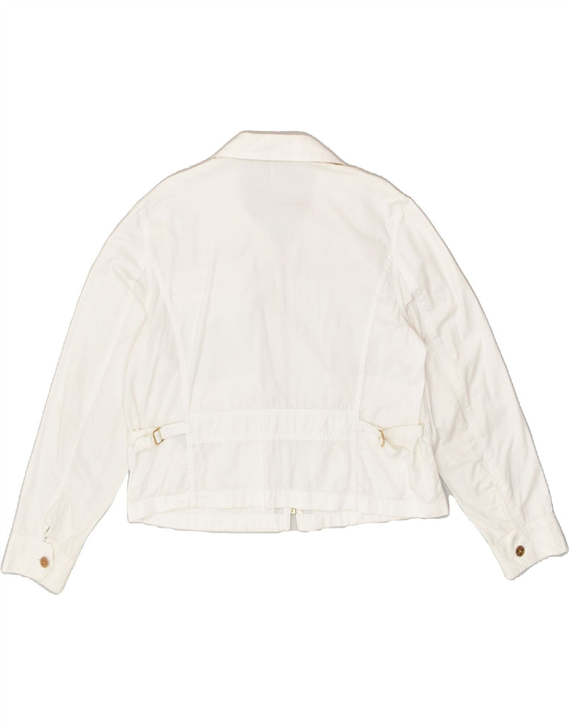 RALPH LAUREN Womens Bomber Jacket UK 18 XL White Cotton | Vintage Ralph Lauren | Thrift | Second-Hand Ralph Lauren | Used Clothing | Messina Hembry 