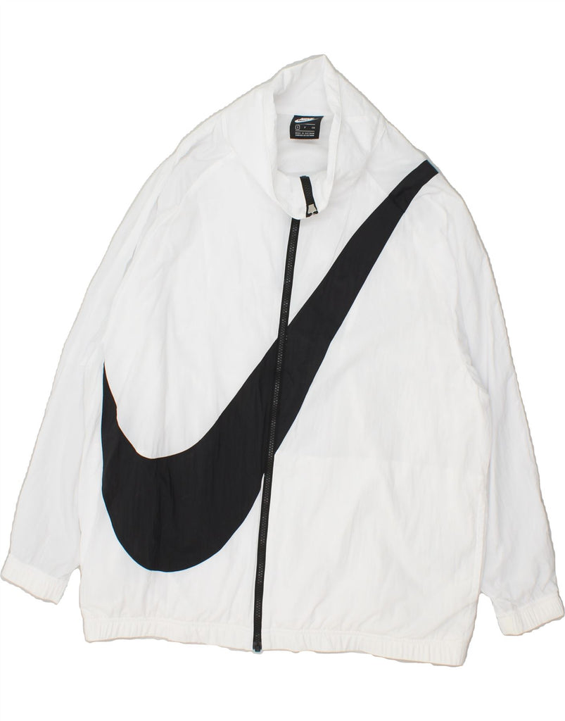 NIKE Mens Graphic Tracksuit Top Jacket Small White Nylon | Vintage Nike | Thrift | Second-Hand Nike | Used Clothing | Messina Hembry 