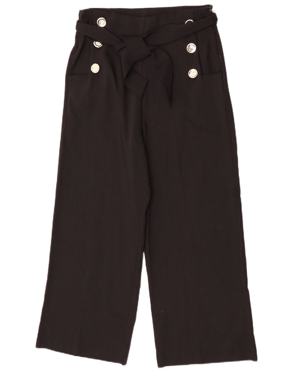 Zara Womens Wide Leg Cropped Trousers Large W30 L25 Black