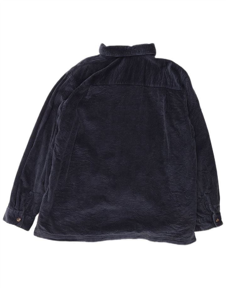 L.L.Bean Mens Corduroy Shirt Large Navy Blue Cotton