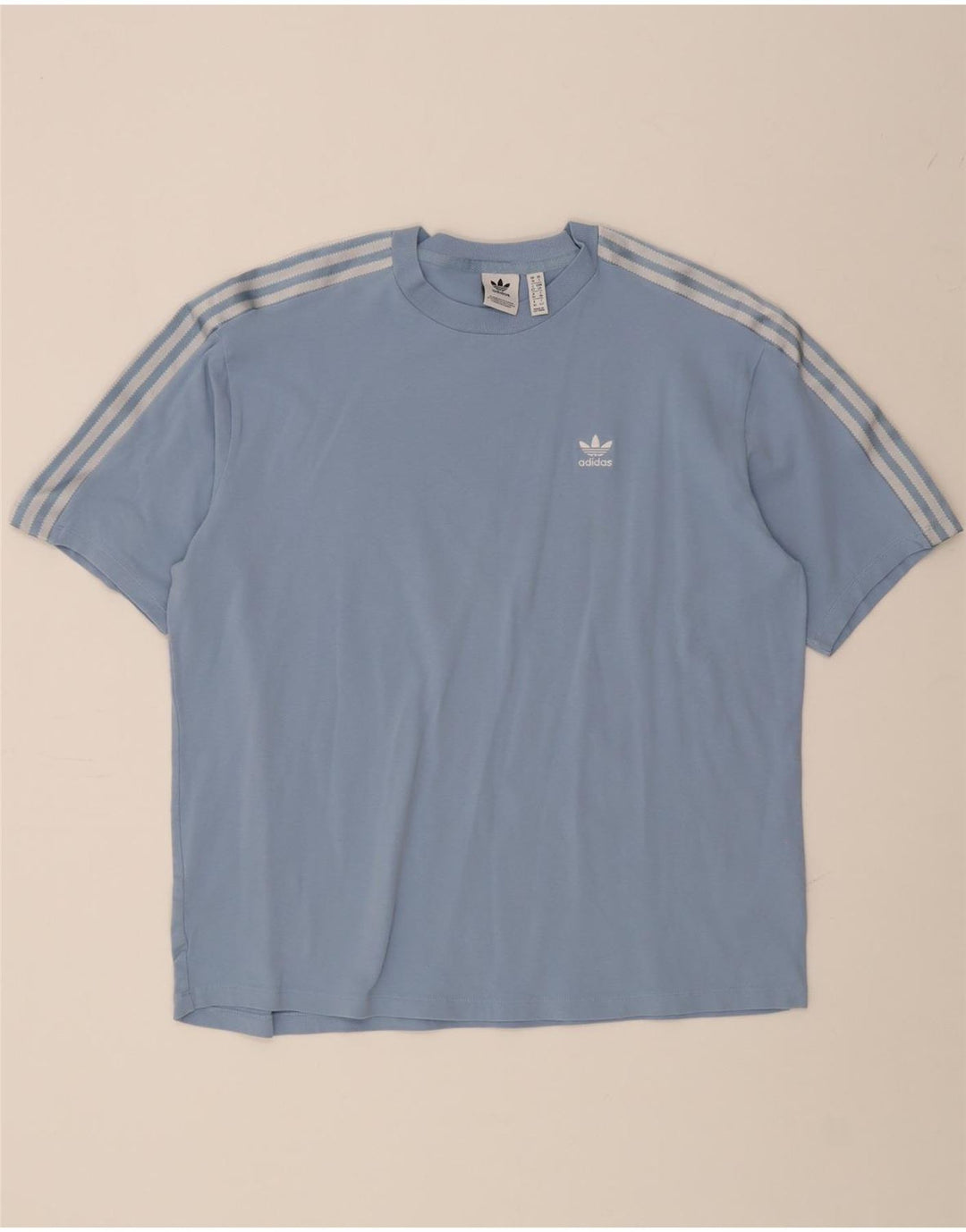 ADIDAS Womens Oversized T-Shirt Top UK 10 Small Blue Cotton Vintage Adidas and Second-Hand Adidas from Messina Hembry 