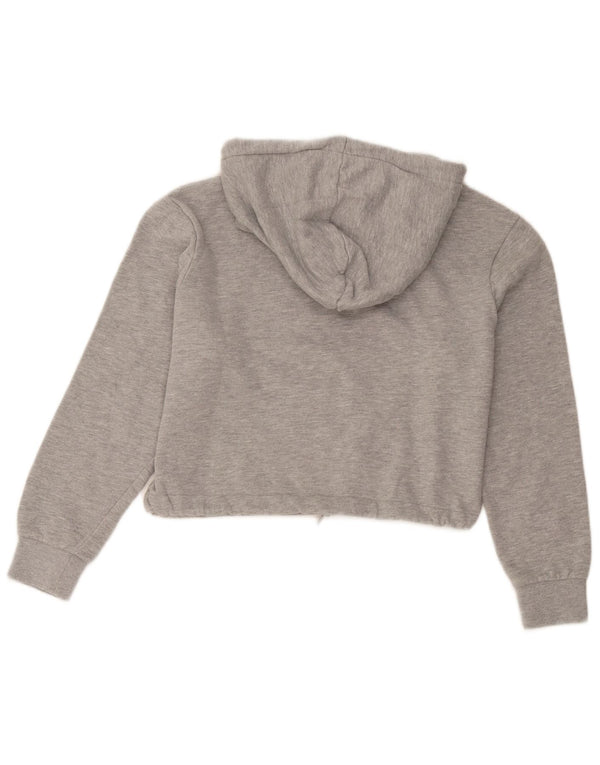 Fila Womens Oversized Graphic Crop Hoodie Jumper UK 10 Small Grey Cotton