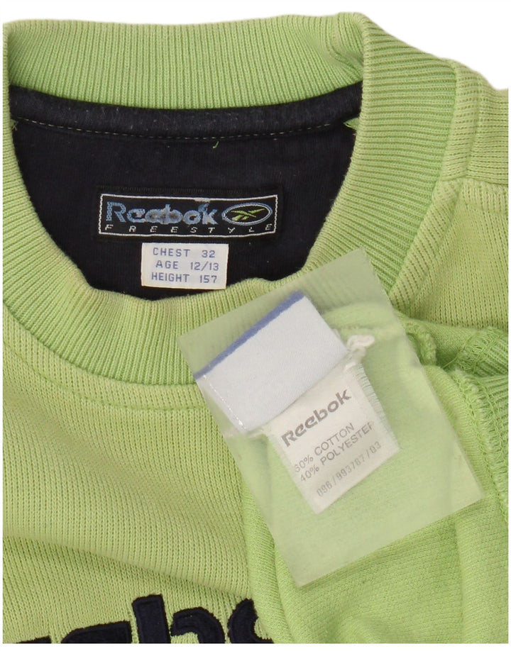 Reebok Boys Graphic Sweatshirt Jumper 12-13 Years Green Cotton
